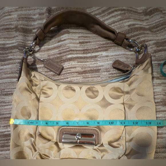Coach Kristin Op art shoulder bag slightly iridescent tan jacquard Women’s purse - Picture 6 of 8